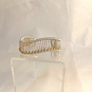 Acton - Cuff - Wave - Sterling Silver Wire with Gold Fill Beads