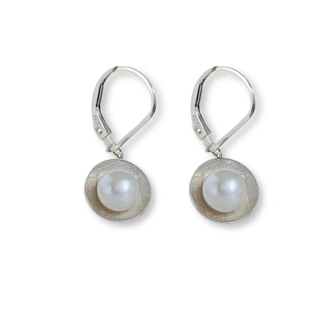 Susan Rodgers Designs - Earrings - 'Afterglow' Dangles (Sterling Silver, Pearl) #HE-192