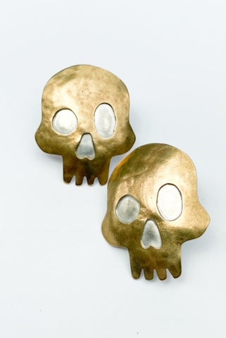 Amuck Design - Earrings - Brass & Sterling Silver Skulls