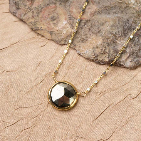 Vaughan - 'Blue Moon' Collection - Necklace - Bezel Medallion (Pyrite, 15.5"-17.5") #Bmn029N