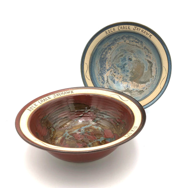 Bryan Becker - Large Bowl - "Rock Chalk Jayhawk (Top) / GO KU (Bottom)"