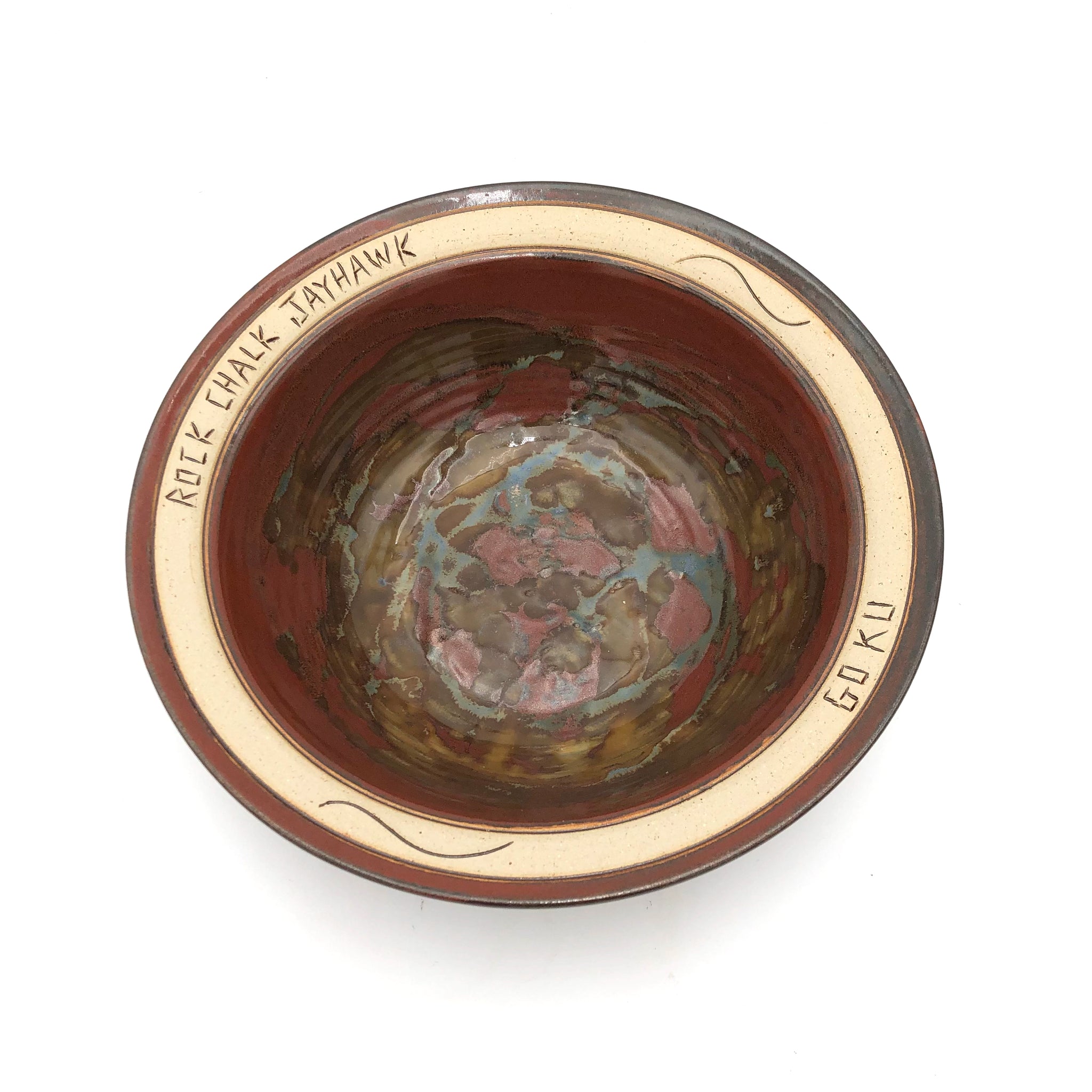 Bryan Becker - Large Bowl - "Rock Chalk Jayhawk (Top) / GO KU (Bottom)"