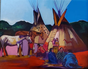 Learned - Acrylic on Canvas - Arapaho Camp - (16 x 20)