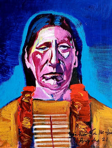 Learned - Acrylic on Canvas - Blue Indian - (8 x 10)