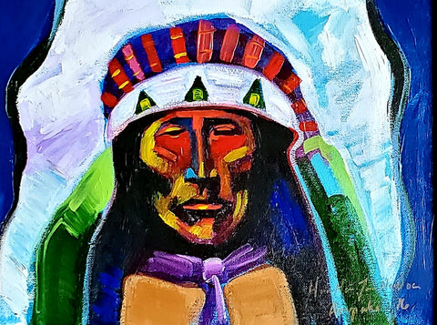 Learned - Acrylic on Canvas - Cheyenne Chief - (11 x 14)