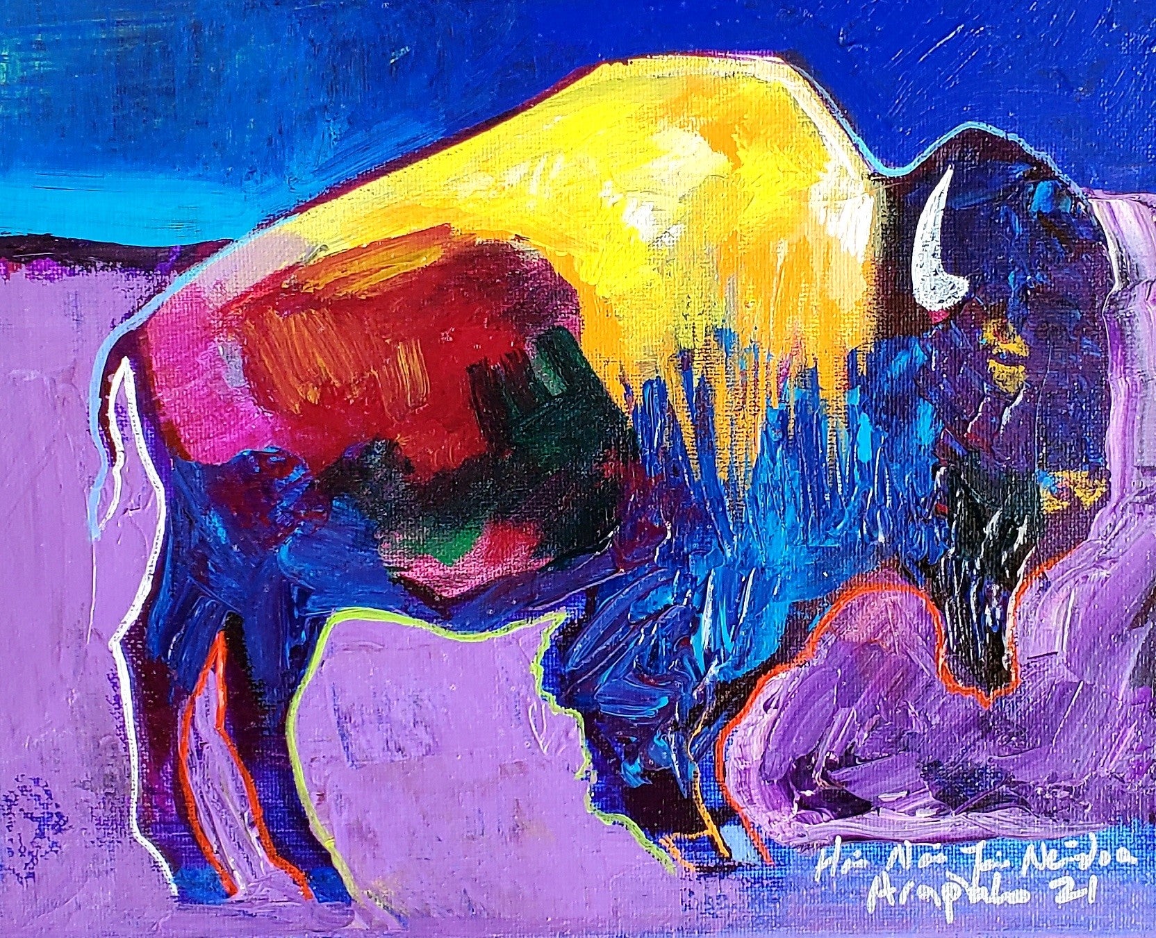 Learned - Acrylic on Canvas - Hello - (8 x 10)