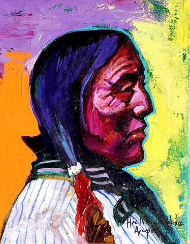 Learned - Acrylic on Canvas - Old Cheyenne - (10" x 8")