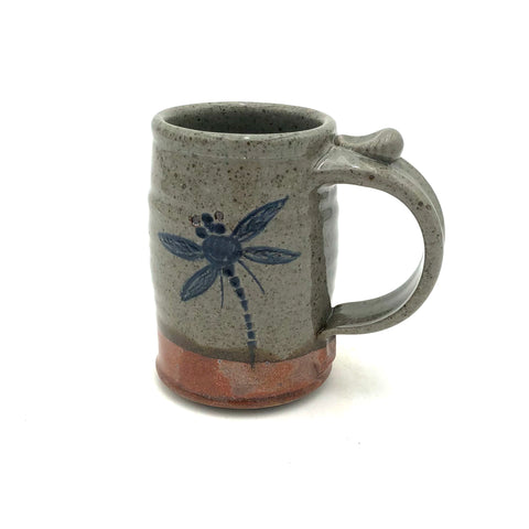 Brummell - Tall Barrel Mug - Dragonfly (Celadon Red Glaze)
