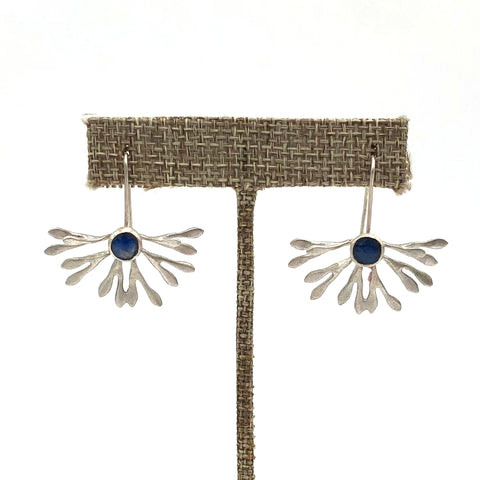 Blackwing Metals - Earrings - Peacock Tail with Kyanite Stone (Sterling Silver) #TE39-6st-S