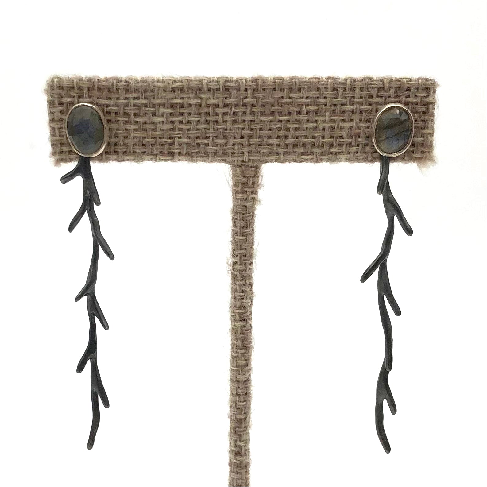 Blackwing Metals - Earrings - Spiky Vine with Labradorite Dangle #TE811-B