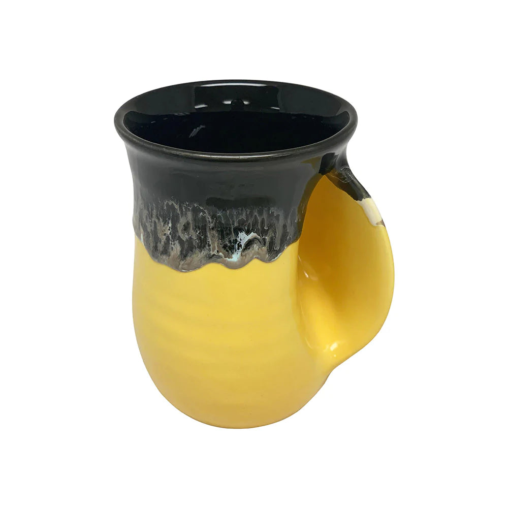 Clay in Motion - Handwarmer Mug - Right Handed (Black & Yellow) #19BY