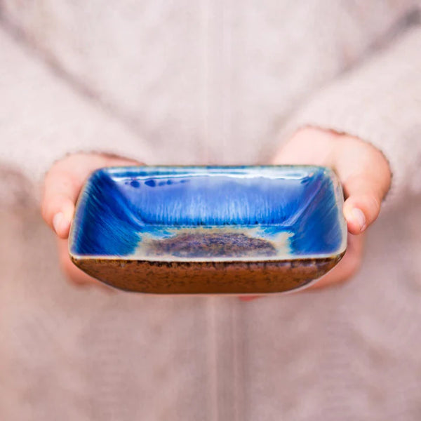 Blanket Creek Pottery - Small Square Plate (Amber Blue)