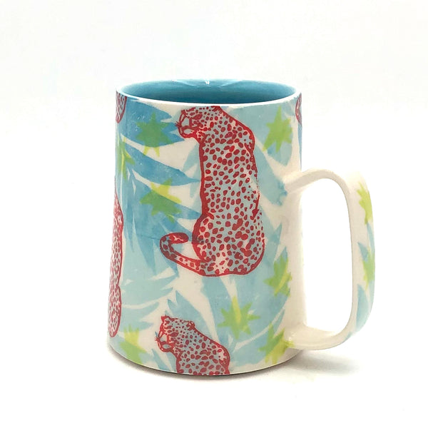 City in Bloom Ceramics - 14oz 'Fern' Mug - Cheetah (Assorted Designs)