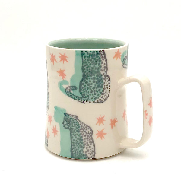 City in Bloom Ceramics - 14oz 'Fern' Mug - Cheetah (Assorted Designs)