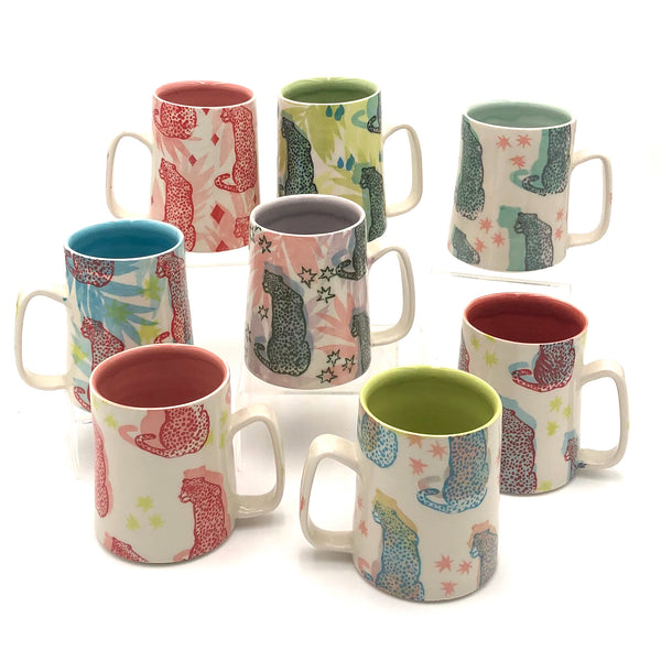 City in Bloom Ceramics - 14oz 'Fern' Mug - Cheetah (Assorted Designs)