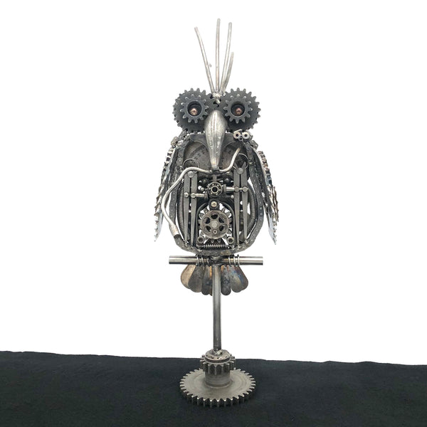 Glazer - Welded Scrap Metal Art - 'Gooney Bird with Light-Up Eyes'