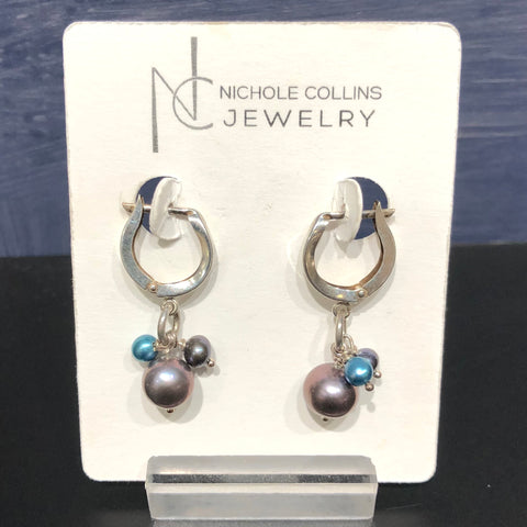 Nichole Collins - Earrings - 3 Multicolor Pearl Dangles #P843