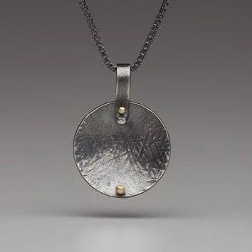 Nichole Collins - Necklace - Curved Circle Pendant w/ Gold Rivet #G170