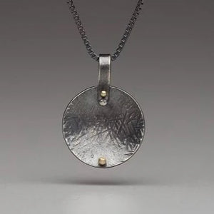Nichole Collins - Necklace - Curved Circle Pendant w/ Gold Rivet #G170