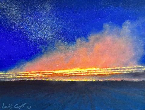 Copt - 12"x16" Unframed Painting - 'Starry Night Burn'