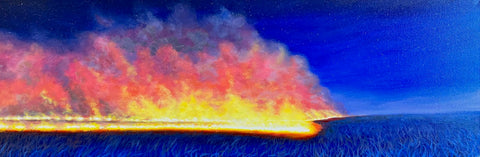 Copt - 12"x 36" Framed Painting - 'Prairie Headfire'