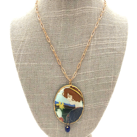 Folkloric Jewelry - Necklace - Cameo Pendant (Johann von Schwarz 'Lady + Daffodil')
