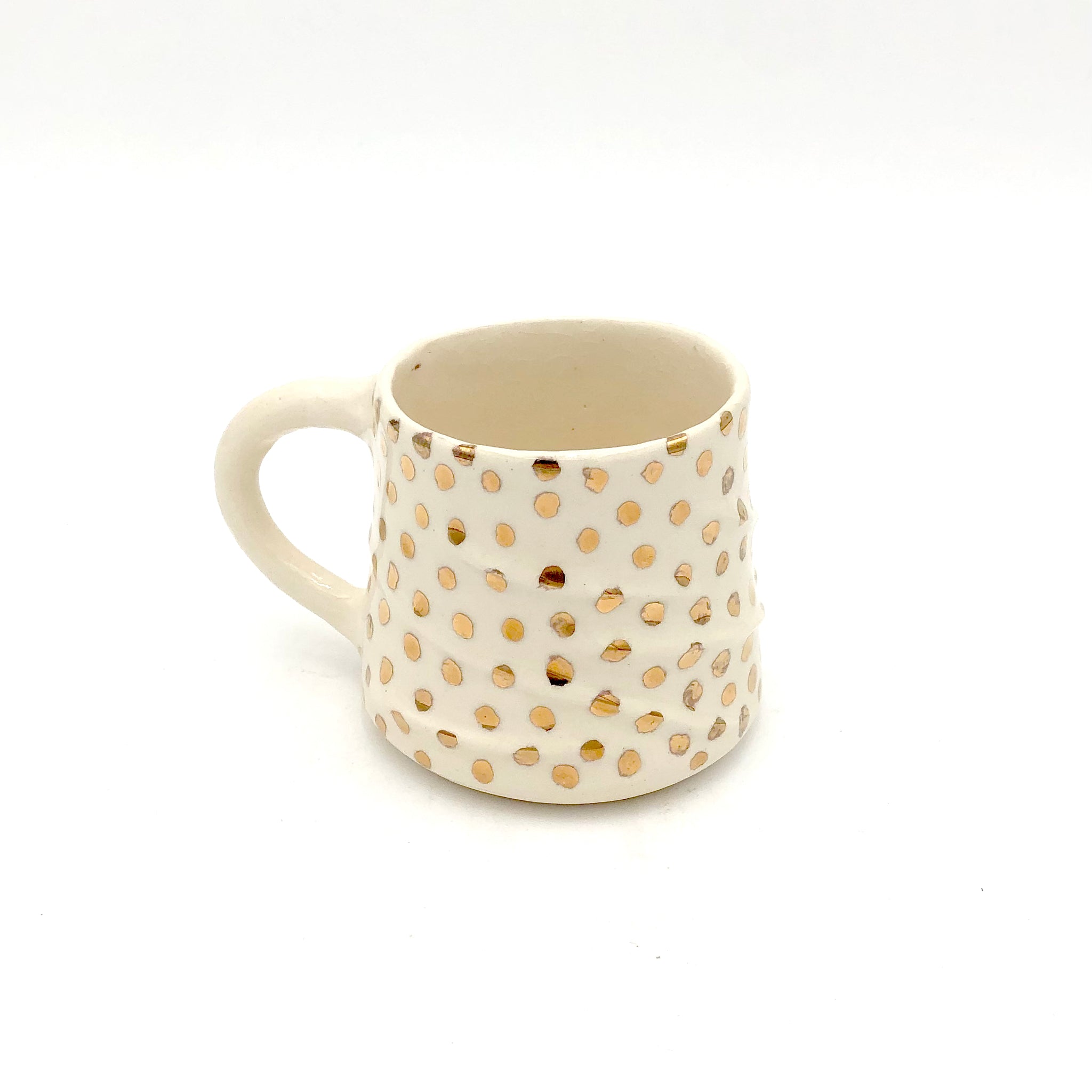 Deborah Gendel - Porcelain Ceramic Mug (Gold Polka Dots)