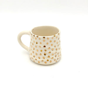 Deborah Gendel - Porcelain Ceramic Mug (Gold Polka Dots)