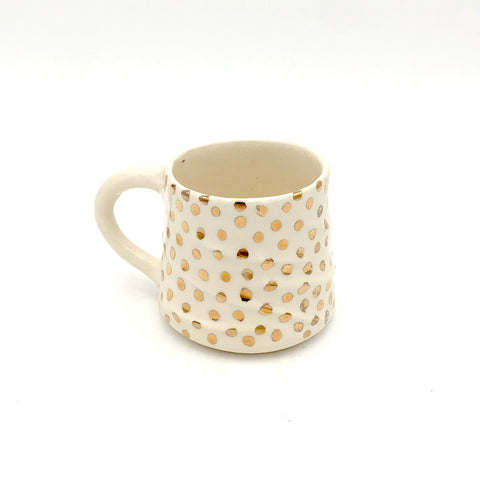 Deborah Gendel - Porcelain Ceramic Mug (Gold Polka Dots)