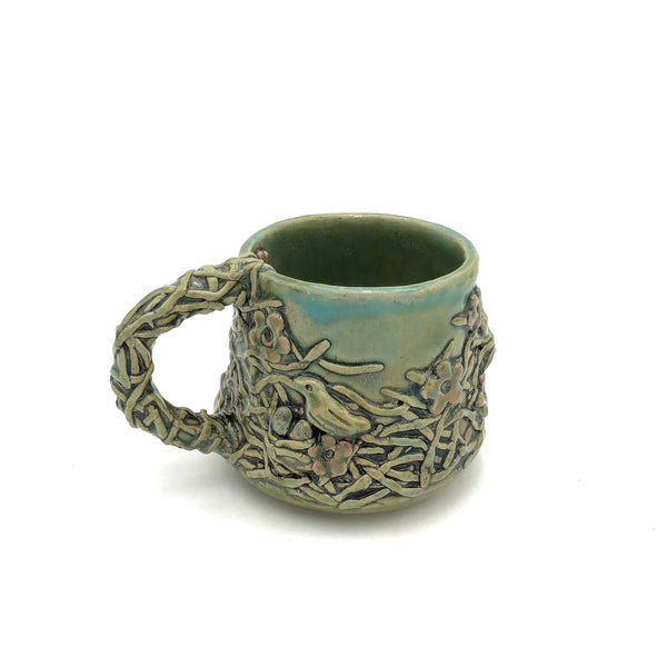 Deborah Gendel - Stoneware Ceramic Mug - Flowers + Twigs (February 2025)