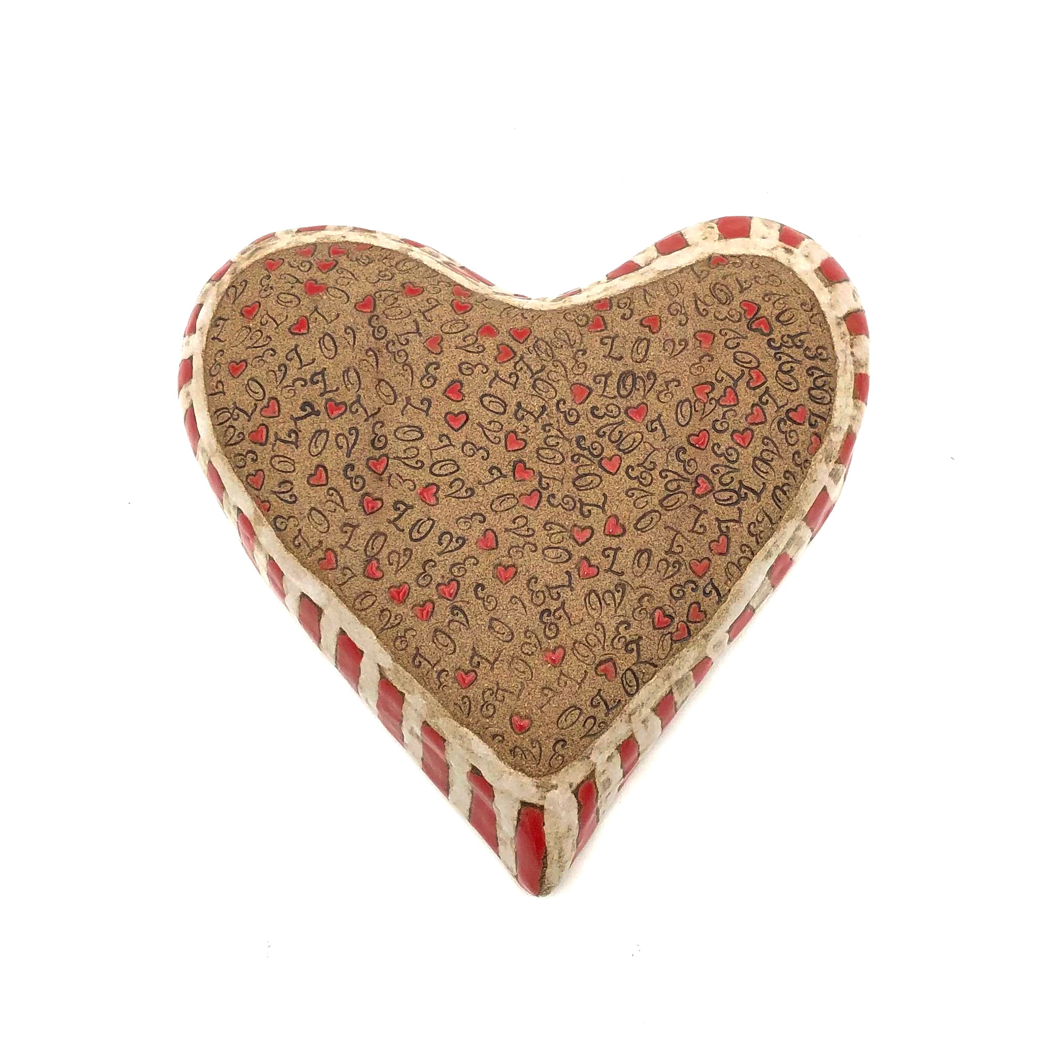 Deborah Gendel - Stoneware Ceramic Wall Art - Love Heart (Red/White)