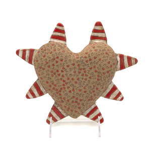 Deborah Gendel - Stoneware Ceramic Wall Art - Love Heart with Triangles (Red/White)