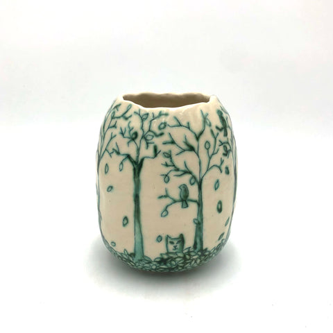 Deborah Gendel - Porcelain Vase (Trees & Leaves, Dog & Cat)