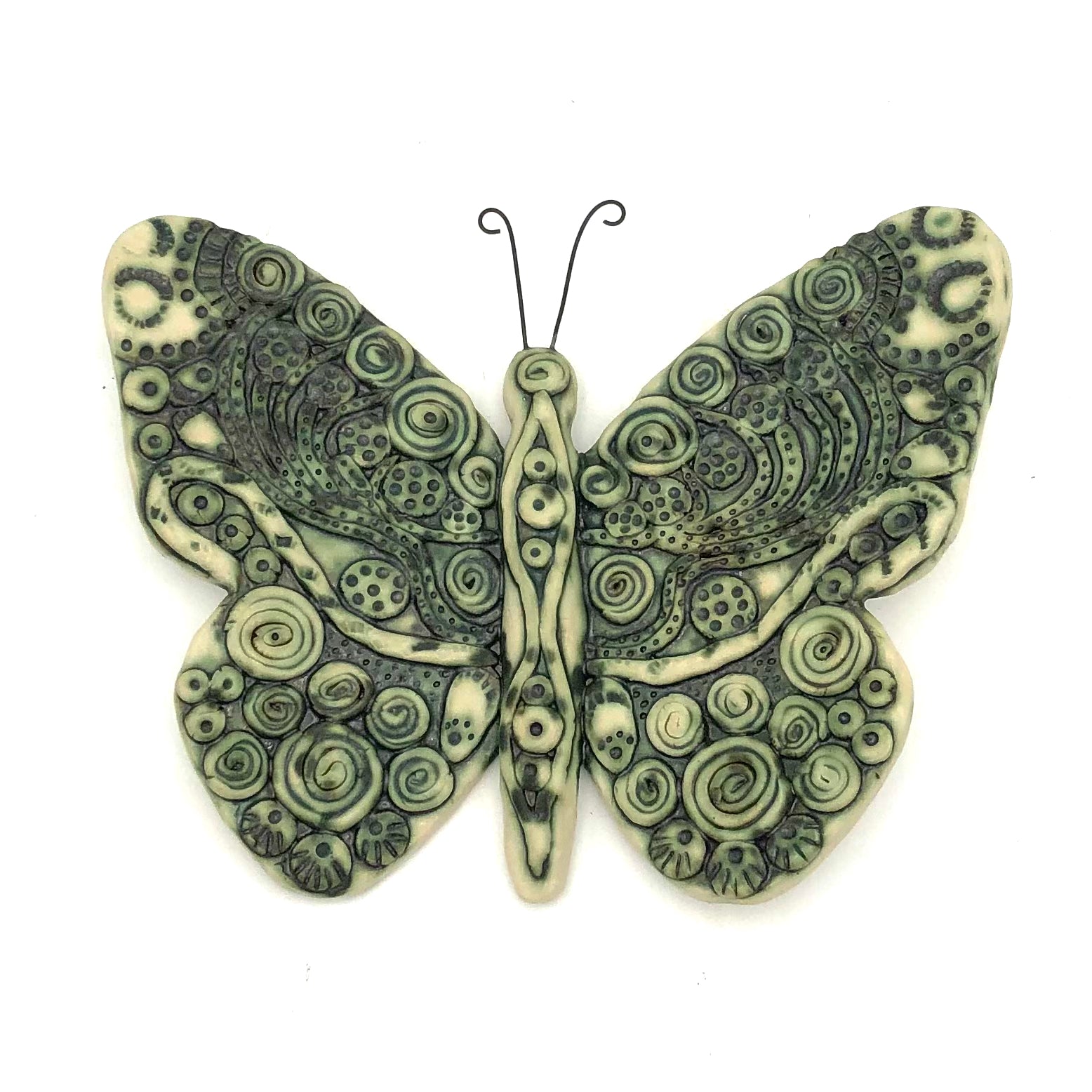 Deborah Gendel - Porcelain Wall Art - Medium Butterfly (Satin Chrome Green)