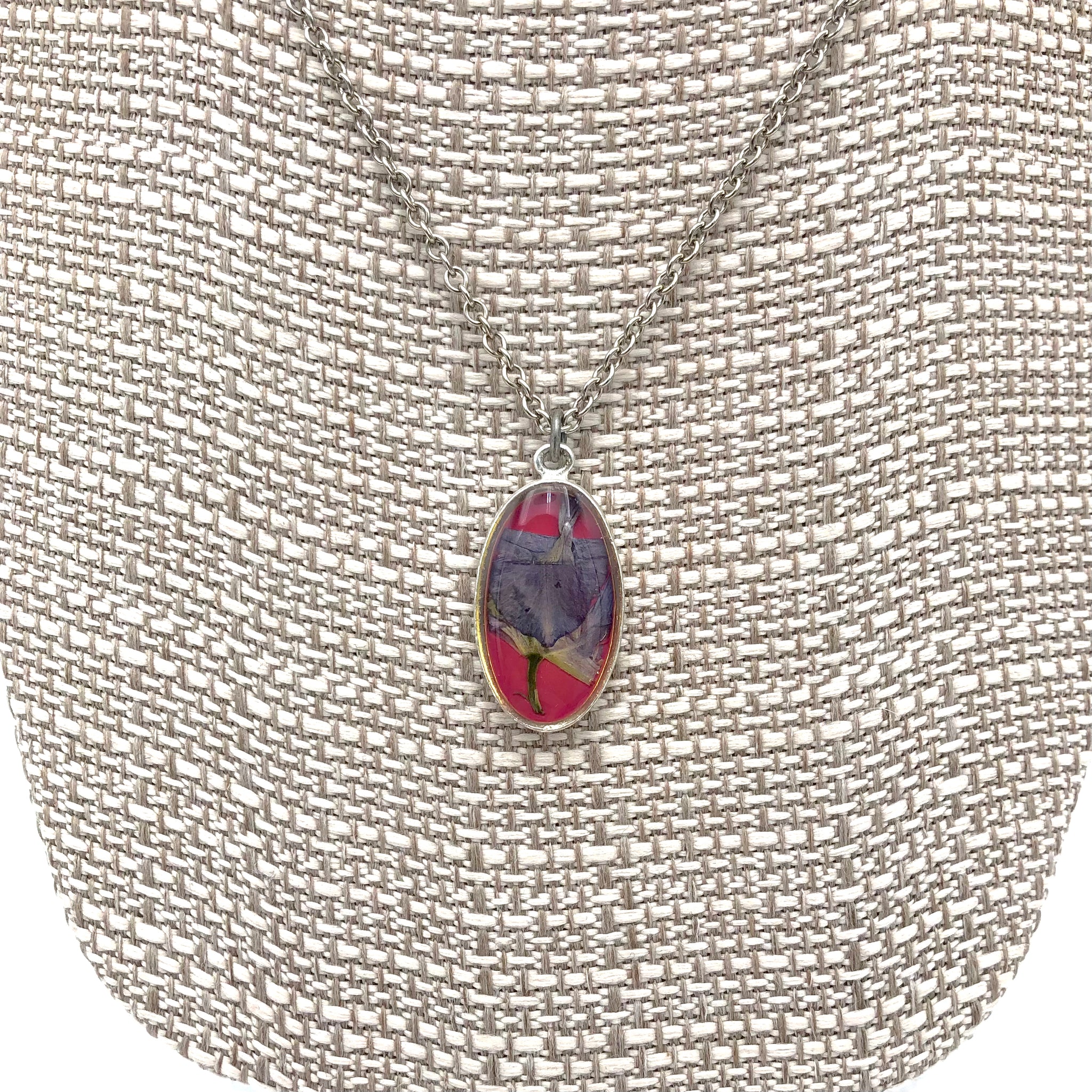 Dixon - Necklace - Small Oval - Larkspur on Magenta