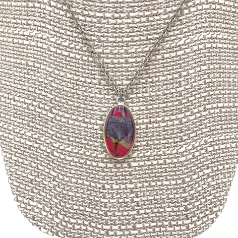 Dixon - Necklace - Small Oval - Larkspur on Magenta