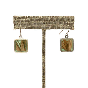 Dixon - Earrings - Small Square Round - Rosemary on Aqua