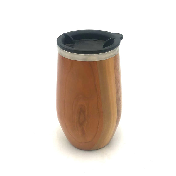 Dickinson Woodworking - 10oz Stemless Wooden Wine Cup with Lid (Stainless Steel Interior) #406