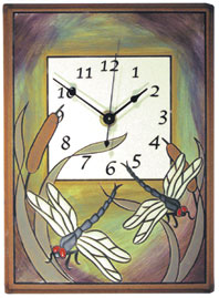 All Fired Up - Full Size Clock - 'Dragonfly Bulrush'