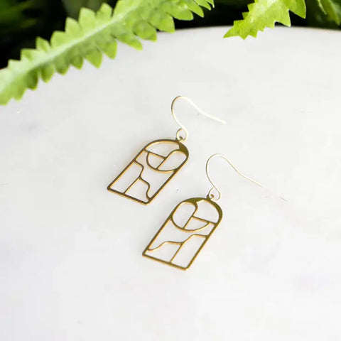 Peter and June - Earrings - Cathedral Window (Raw Brass) #E6195