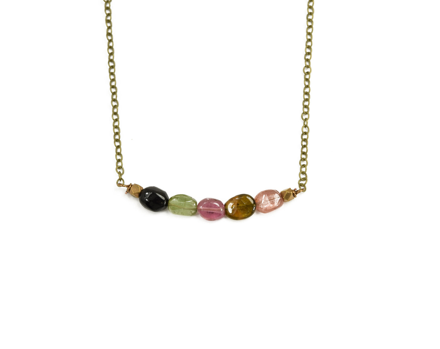 Edgy Petal - Necklace - "Mellow Rainbow" - Watermelon Tourmaline