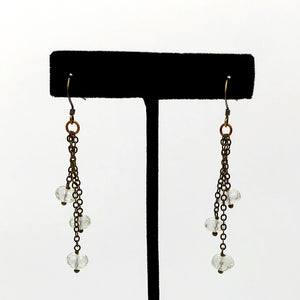 Edgy Petal - Earrings - Triple Chain Drop (Green Amethyst)