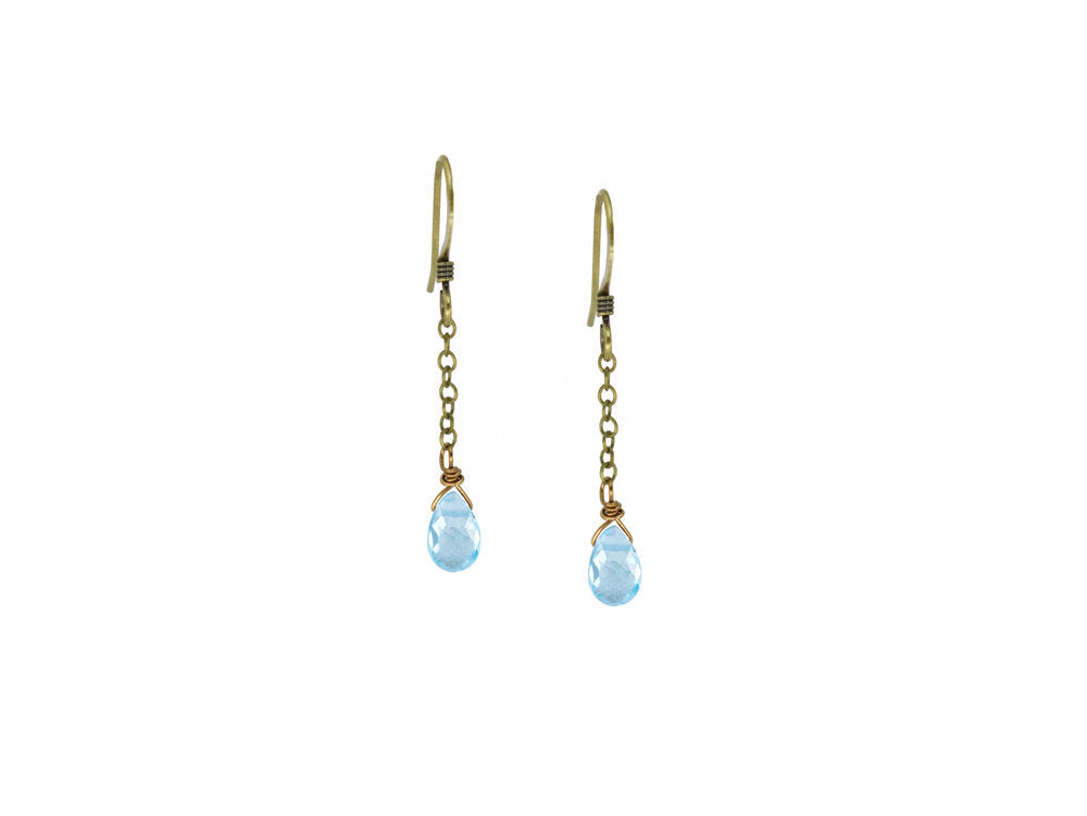 Edgy Petal - Earrings - Blue Topaz Dainty Chain Mini