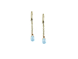 Edgy Petal - Earrings - Blue Topaz Dainty Chain Mini