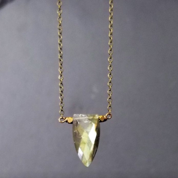 Edgy Petal - Necklace - Shield Cut Pendant (Labradorite) #L-91