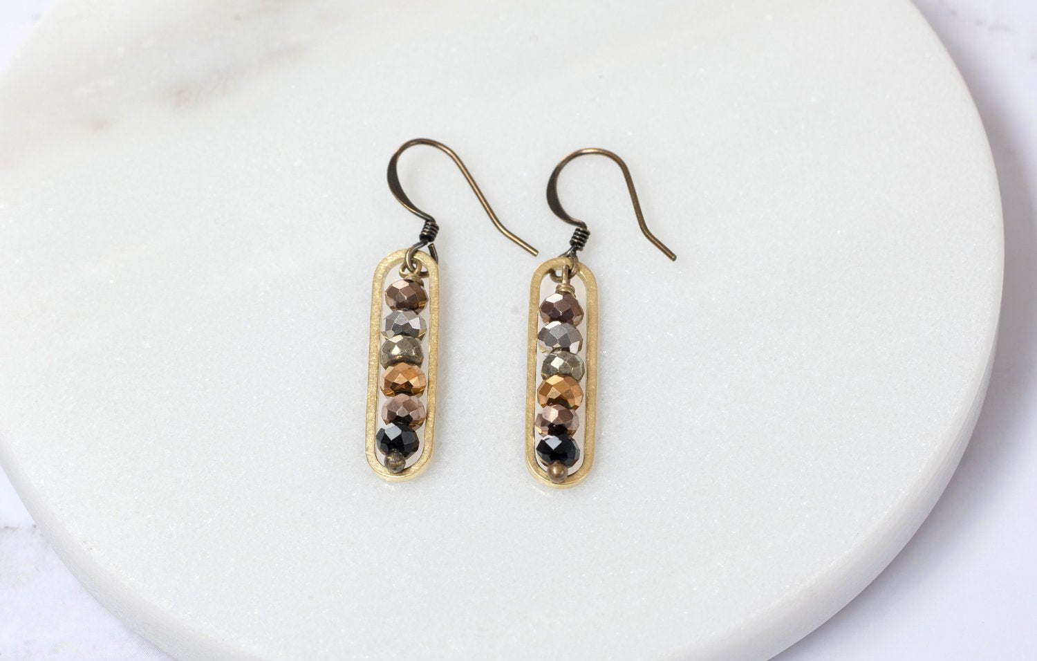 Edgy Petal - Earrings - Peapod (Metallic Crystal and Pyrite) #MET-12