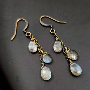 Edgy Petal - Earrings - Dainty Cluster (Labradorite) #L-117