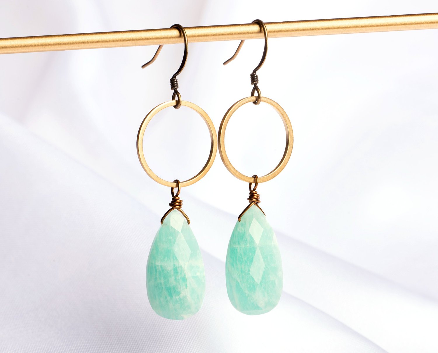 Edgy Petal - Earrings - Large Teardrop and Circle (Amazonite) #AZ-33