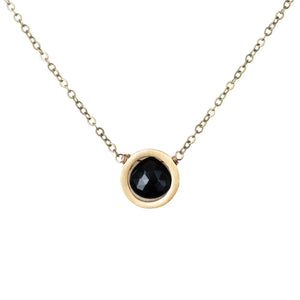 Edgy Petal - Necklace - Brushed Brass Circle (Onyx) #ONX-40