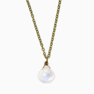 Edgy Petal - Necklace - Pendant (Rainbow Moonstone) #MS-2